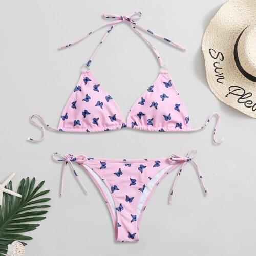 Home&Nest Sexy Women Bikini Set Women Butterfly Print High Waist Two Pieces Bikini Swimwear Swimsuit Beachwear Female Biquini