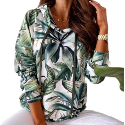 2021 Autumn And Winter New Ladies Fashion High Quality Hot Sale Printed Casual Hooded Pocket Sweater