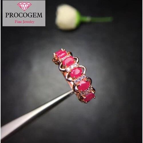 Natural Ruby Rings for Women Engagement gifts 100% Genuine Gemstones Zircon Fine jewelry 925 Sterling silver Free shipping #353
