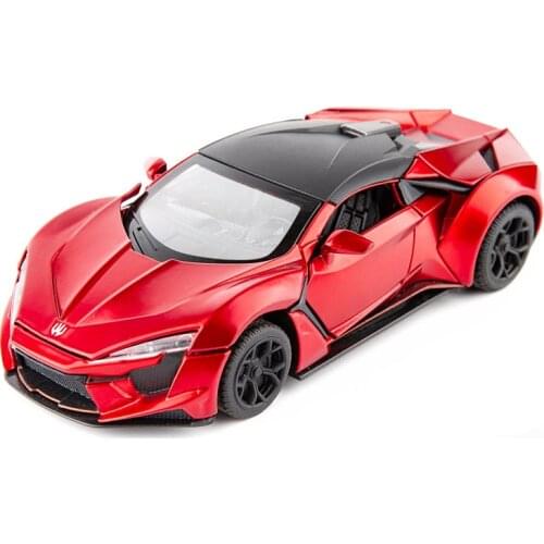 1/32 Matte Black Red Speed Movie Sports Car Toy Alloy Die Cast Pull Back Sound Light Supercar Toys Vehicle For Gifts