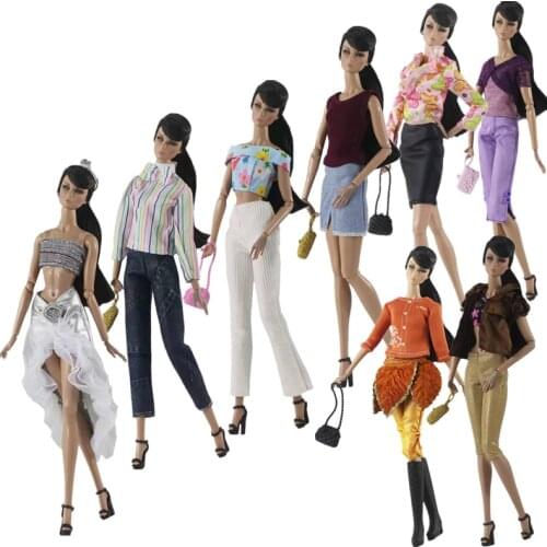 1/6 BJD Clothes Set for Barbie Doll Clothes Fashion Outfits Handbag Top Skirt Shorts Pants 30cm Dollhouse Accessories Kids Toys