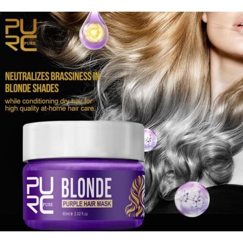 100ml PURC Blonde Hair Mask Shampoo Anti Brass Off Hair Treatment Purple Shiny Beauty Color Ulta Shampoo Care Dyed T3G8