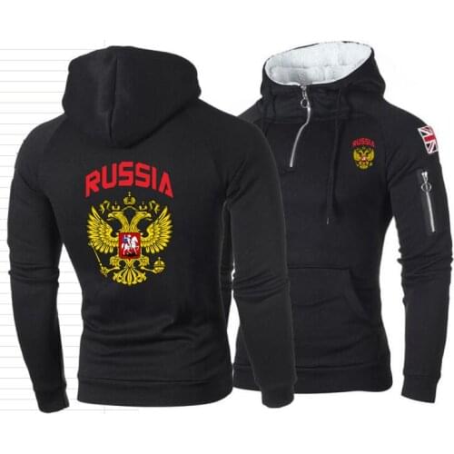 2020 Russia Eagle Flag Half Zipper Hoodies Men Sweatshirt Best Deal UK Flag Mens Hooded Family Camisetas Women Jacket HK-5552