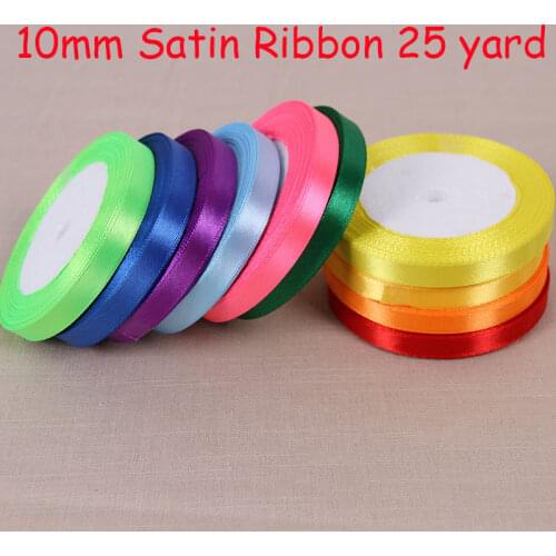 25 Yards 22 Meters 10mm 3/8" Satin Ribbon Christmas Party Wedding Decoration Team Bride Gift Wrapping Packaging Silk fitas ruban