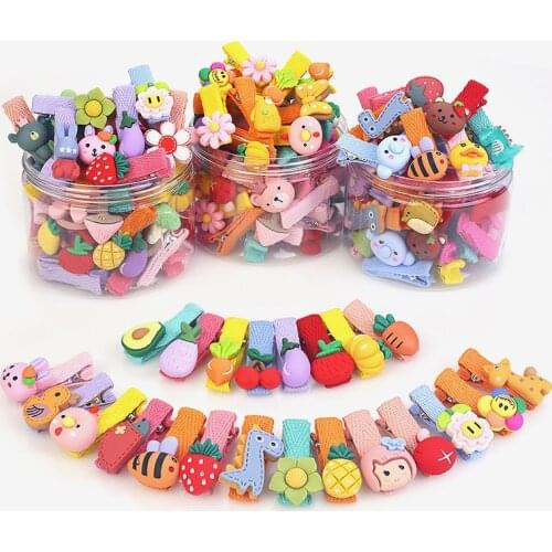 26PCS Set Colorful Child Girl Princess Cute Hair Clip Sweet Animal Fruit Vegetables Baby Hairpin Barrettes Headdress