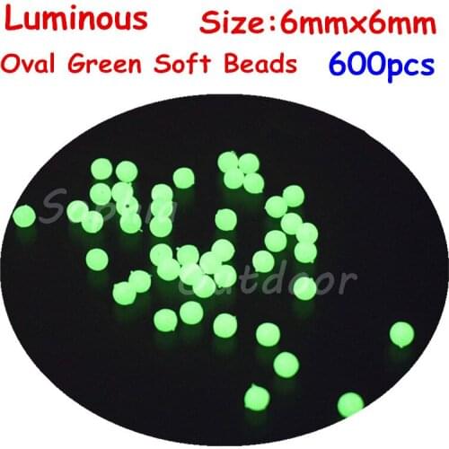 600pcs 6mm Round Premium Quality Luminous Soft Fishing Beads Glow Green