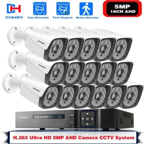 AHD DVR NVR 16CH 8CH Security Camera System 5MP CCTV Camera System Waterproof IR-CUT CCTV Video Recorder Face Detection AVR Kit