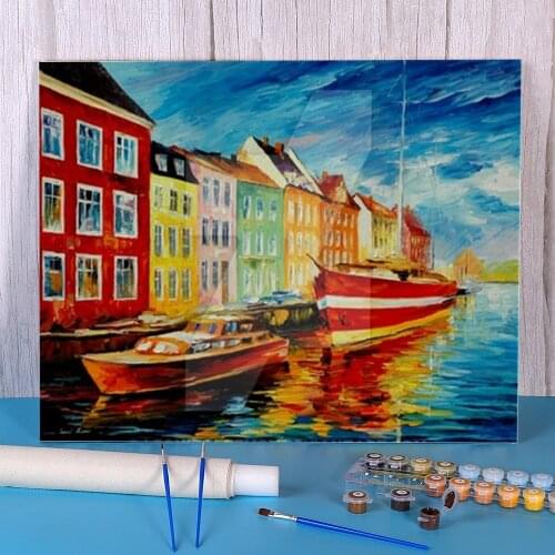 Amsterdam - City Docks Painting By Numbers Kit Acrylic Paints 40*50 Paiting By Numbers Wall Paintings For Handiwork