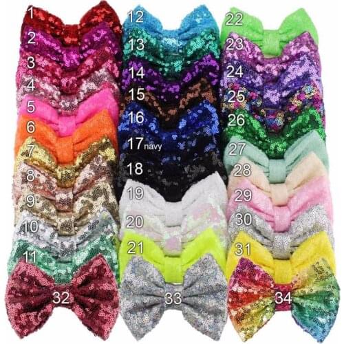 15 pcs / lot , 5'' Sequin Hair Bows For Girls Glitter Hair Bow DIY Kids Headband apparel Hair accessories