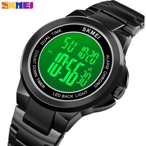 New SKMEI Digital Mens Watches Top Brand Sport Chrono Electronic Clock Stainless Steel Waterproof Wristwatch Relogio Masculino