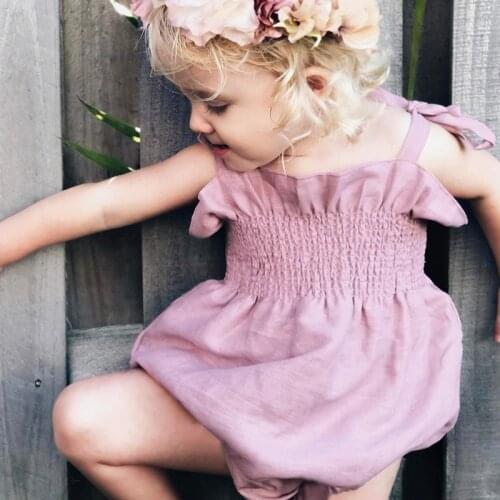 Infant Baby Girl Cotton Romper Kids Baby Girl Pure Color One-pieces Romper Sleeveless Jumpsuit Sunsuit Outfits