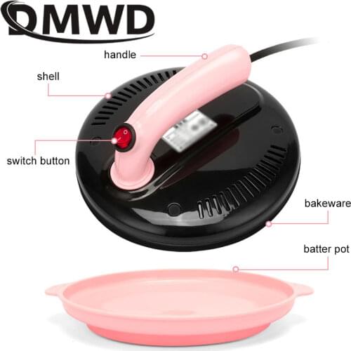 DMWD 220V Mini Non Stick Crepe Maker Mini Automatic Electric Multi Layer Cake Pie Baking Pan Spring Egg Roll Pancake Machine EU