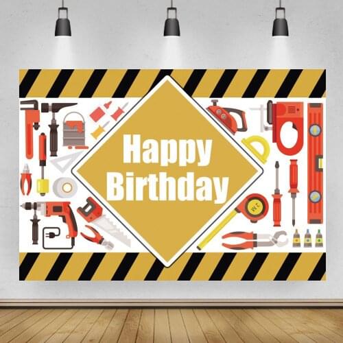 New House improvement Theme Celebration Photography Backdrops Boy Birthday Buildings Tools Construction Background For Table