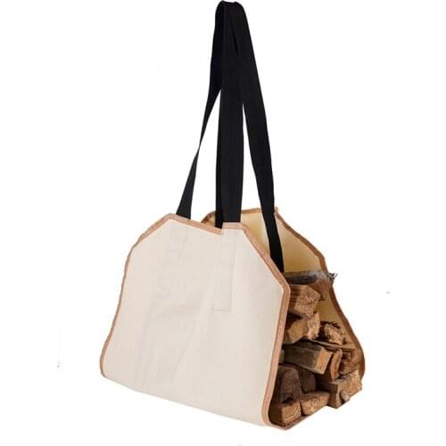 Canvas Firewood Carrier Log Carrying Bag Wood Carrier For Fireplace 16oz Waxed Canvas Tote Shopping Bag Pouch Home Storage Tool