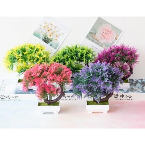 Artificial Persian Grass Small Tree Potted Bonsai Christmas Halloween New Year Party Home Garden Office Decoration Fake Plants