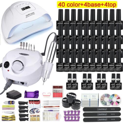 Manicure Set With 120W/80W/54W Led Nail Lamp Nail Set 35000RPM Nail drill Machine 10-40 Color UV Gel Nail Polish Kit Tools Set