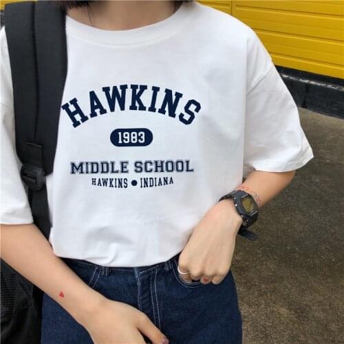 Fashion Short Sleeve Stranger Things Printed Letter T-shirt for Summer New T Shirt Leisure Womens Wear Punk Couple Clothes 2021