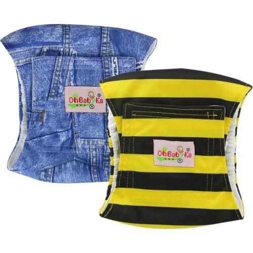 OhBabyKa Washable Reusable Male Dog Cloth Diaper Physiological Sanitary Dog Shorts Underwear Pant for Pet Dogs Nappy Drop Ship