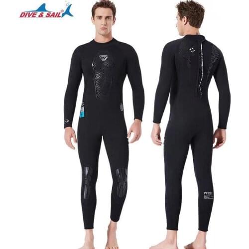 DIVE-SAIL Mens Full Body Wetsuit 3mm Neoprene one piece set Cold-proof swimsuit For Swimming Scuba Diving Snorkeling Surfing