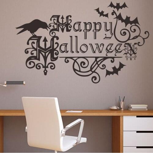 Halloween Wall Sticker Crow Bat Wall Sticker Bedroom Living Room Home Decoration DIY Wallpaper Mural Happy Halloween Art Sticker