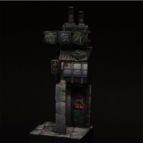 Unpainted Japanese Sushi Shop Landscape Scene Resin Figure 1/35 Scale Model Kit Resin Colorless Self-Assembled Toy