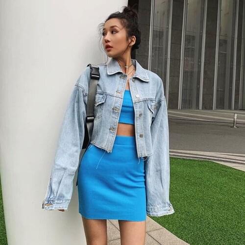 Winter new European and American style retro wash loose old denim jacket female, street fashion casual raw denim jacket female