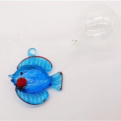 NEW Custom hand blown float glass stripe tropical fish Figurine aquarium decoration pendant miniature murano glass animal statue
