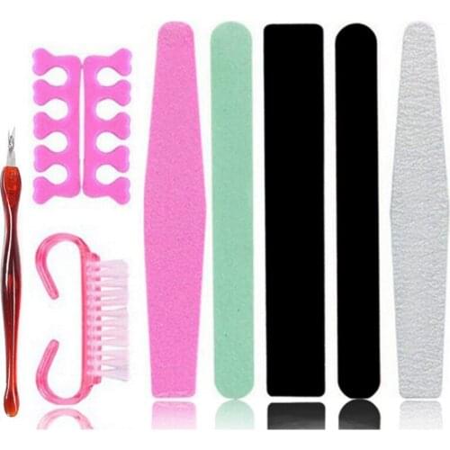 9pcs Nail Files Art 100\180 Nail Sanding Buffer Professional Nail Files Set Makeup Manicure Pedicure Nail Brushes Tool Extension