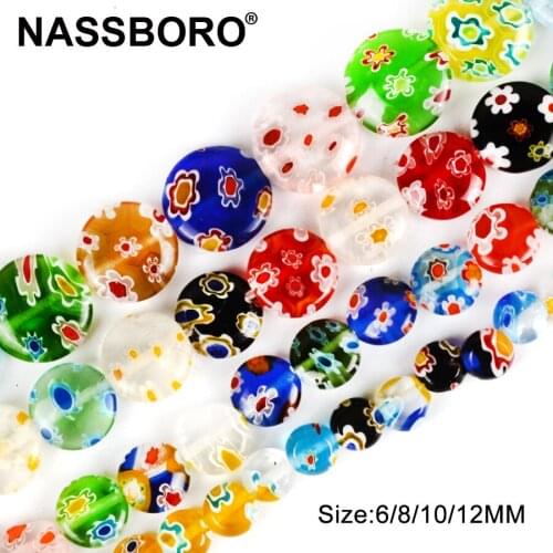 Flat Round Lampwork Beads Glazed Glass Beads for Jewelry Making Loose Spacer Beaded Bracelet Necklace Diy Craft Needlework