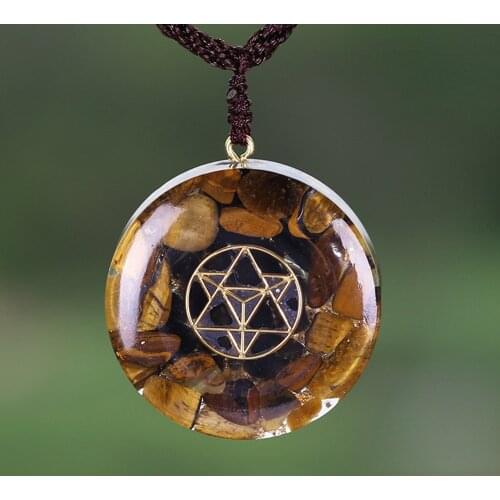 Natural Tiger Eye Orgonite Pendant Energy Crystal Reiki Pendant Necklace Improve Fortune Charms Pendant For Women
