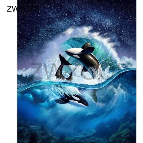Full Square Diamond mosaic shark Dolphin whale 5D DIY Diamond embroidery Cross stitch Full Round Diamond painting Dolphin whale