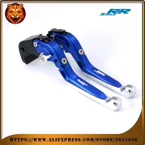 For BMW S1000RR 2010-2018 S1000 RR HP4 2012-2015 Motorcycle Adjustable Folding Extendable Brake Clutch Lever LOGO SILVER BLUE