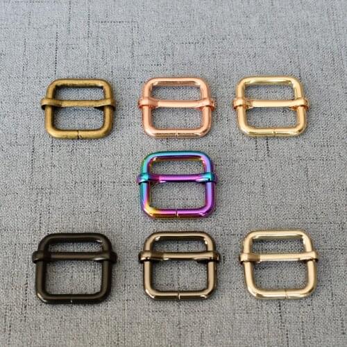 10 Pcs/Lot 20mm Metal Thickness Shoulder Leather Bag Strap Belt Web Rectangle of 7 different colors Slider Adjustable Buckle