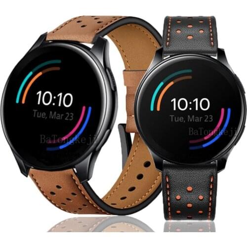 For OnePlus Watch Band Brown / Black Genuine Leather Strap Belt Bracelet Watchband Replaceable Accessories Wriststrap