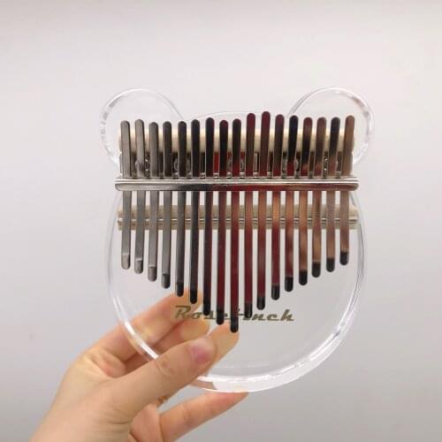 Rosefinch Acrylic Kalimba 17 Key Transparent Thumb Piano with Tuner Hammer Case Manual Crystal Bear Kalimba Music Instrument