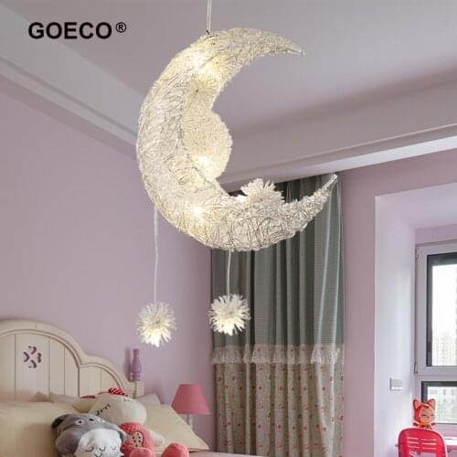 Modern LED Pendant Ceiling Lamp Moon Star Chandelier For Kids Living Room Bedroom Home Decoration hanging Light Fixture GOECO