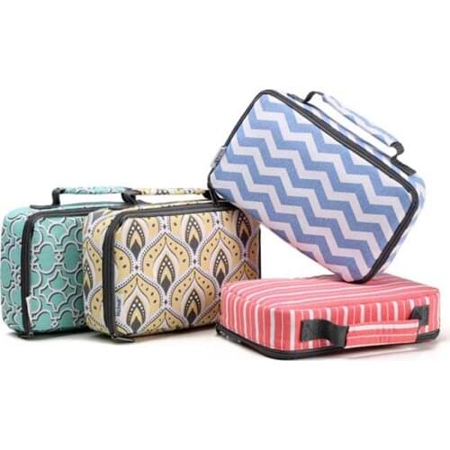 2.5L stylish printing canvas lunch bag portable small cooler bag ice pack thermal picnic box meal drink fruit insulated cool bag