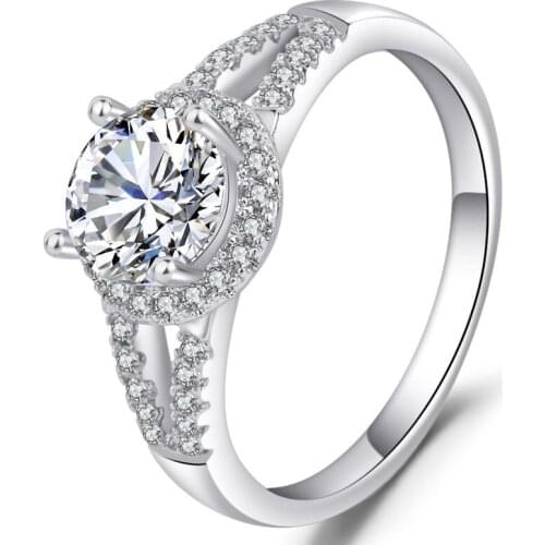 Round Crystal Wedding Ring Fashion Temperament Female Romantic Birthday Gift Factory Wholesale