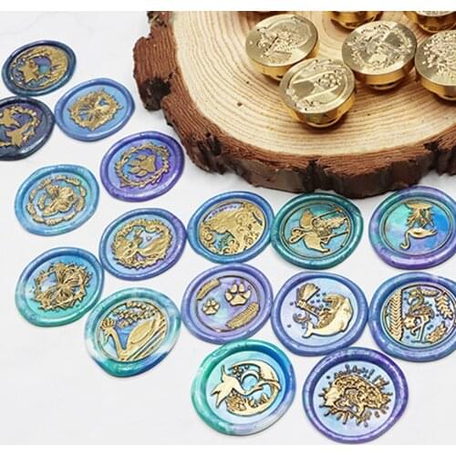 WYSE Wax Seal Animal Pattern Sealling Wax Stamps Deer Uniconrn Cat Lighthouse Blue Whale Wax Sellos Decorative Gift Card Tools