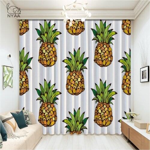 Natural Pattern Pineapple Curtain For Living Room Office Curtains For The Room Cartoon Curtains For Kitchen Set Micro Shading