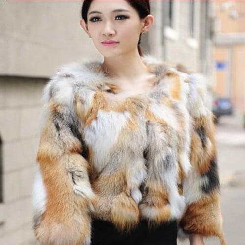 Fashion Genuine Fur Coat 100% Real Red Fox Fur Long Coat Female Trend Fox Fur Jacket women overcoat TONFUR
