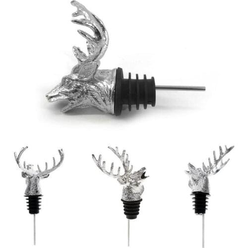 1PC Zinc Alloy Deer Stag Head Wine Pourer Unique Wine Bottle Stoppers Wine Aerators Bar Tools Deer Head Wine Pourer