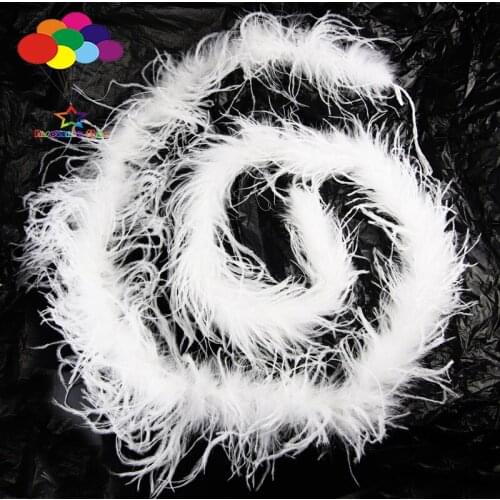 1pcs Luxury Ostrich Feather Boa 2 meter Long white High Quality for diy Fluffy Costume Dress mask headdress
