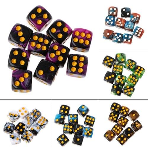 10pcs Exquisite Six Sided 12mm Transparent Cube Round Corner Portable Table Playing Games Dice for Board Game For Party Lightwei