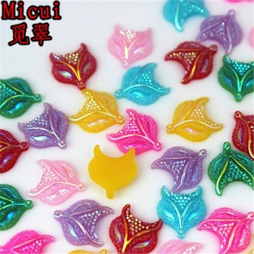 100pcs 11*13mm Mix Color Fox Jelly AB Resin Rhinestone Flatback Crystal Phone Use Glue Crafts Arts Clothing Decorative MC43