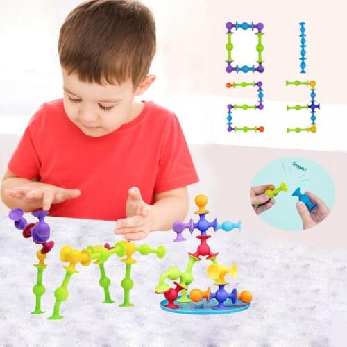 118PCS Soft Building Blocks DIY Pop Squigz Sucker Funny Silicone Block Model Construction Toys Creative Gifts Toy For Children