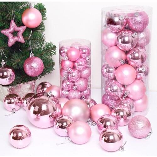 24pcs/Lot 3cm Colorful Christmas Balls Ornament Decorate Xmas Tree Winter Theme Party New Year Hanging Bauble Ball Decorations