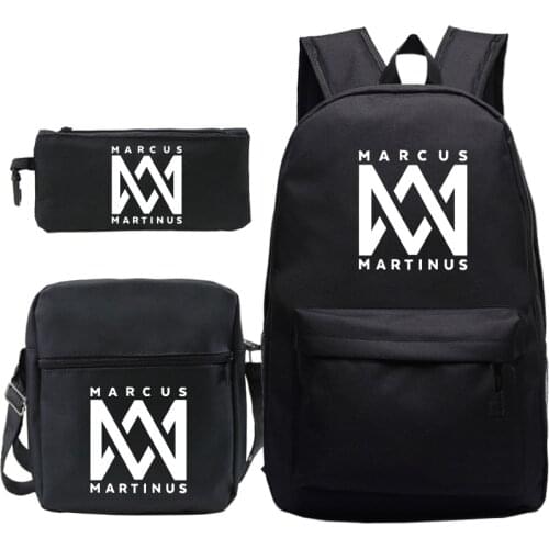 3Pcs Marcus & martinus School Backpacks for Teenage Girls Boys Laptop Knapsack Casual Travel Bags Kids Bookbags with Pen Case