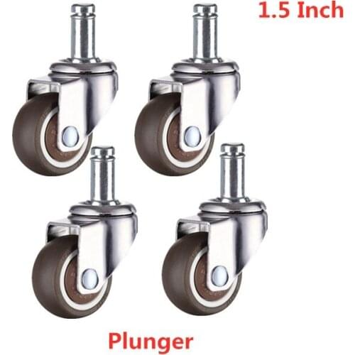 4 Pcs/Lot 1.5 Inch Screw Rod Circlip Plunger Wheels Tpr Rubber Silent Universal Office Chair Boss Caster Single Load 22Kg