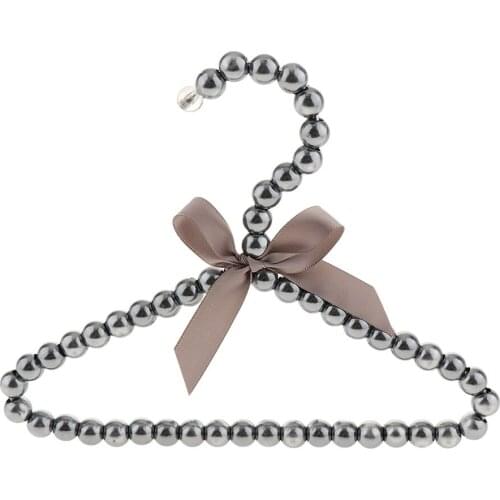 4pcs Plastic Dress Clothes Hangers Hook with Bowknot Pearl Bow for Women Pet Dog